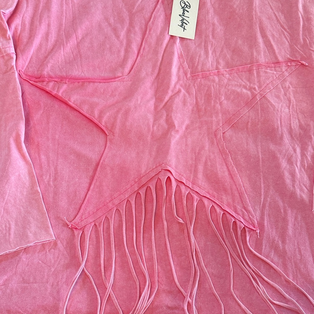 Hot Pink Star Fringe Pullover - Picture 3 of 7